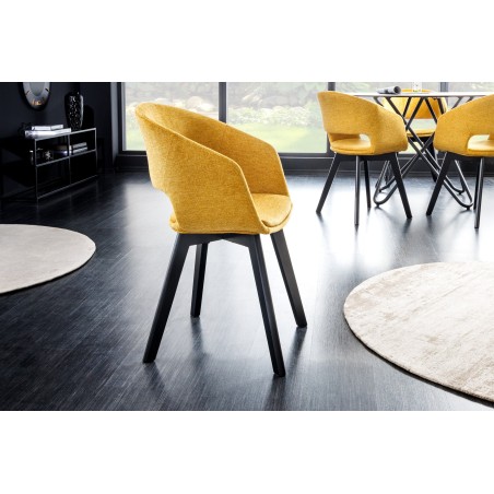 Chaise NORDIC STAR tissu texturé jaune moutarde - Lot de 2