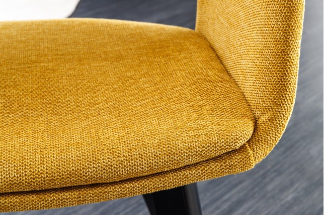 Chaise NORDIC STAR tissu texturé jaune moutarde - Lot de 2