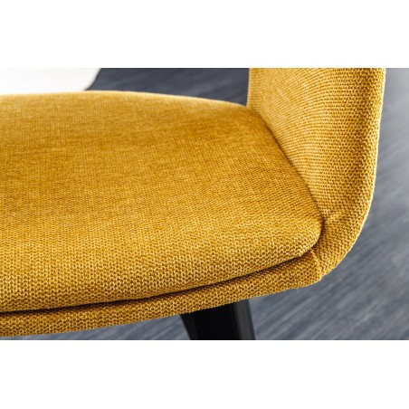 Chaise NORDIC STAR tissu texturé jaune moutarde - Lot de 2