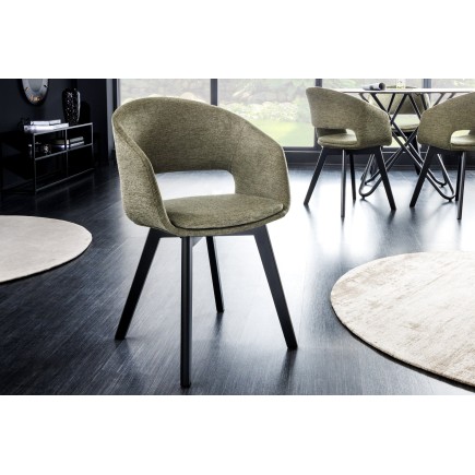 Chaise NORDIC STAR tissu texturé vert - Lot de 2
