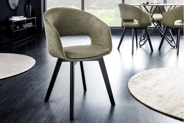 Chaise NORDIC STAR tissu texturé vert - Lot de 2