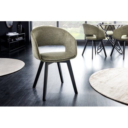 Chaise NORDIC STAR tissu texturé vert - Lot de 2 2