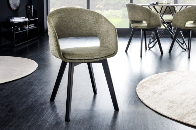 Chaise NORDIC STAR tissu texturé vert - Lot de 2