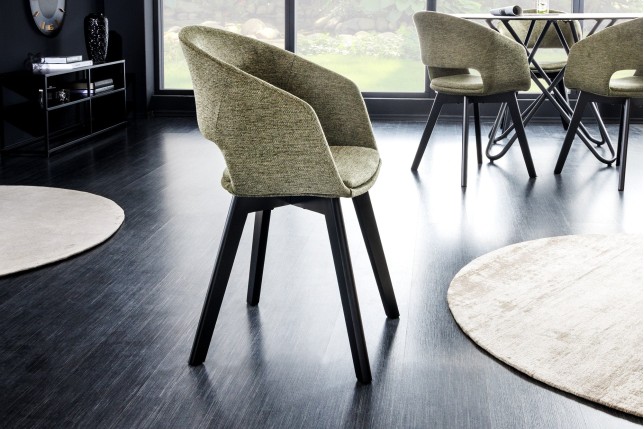 Chaise NORDIC STAR tissu texturé vert - Lot de 2