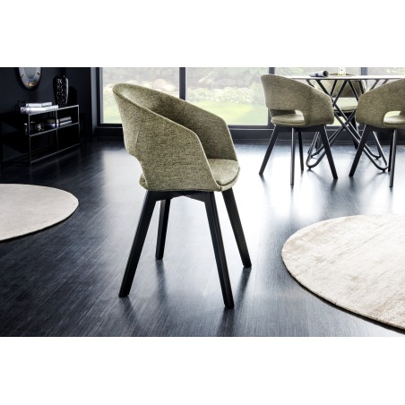 Chaise NORDIC STAR tissu texturé vert - Lot de 2