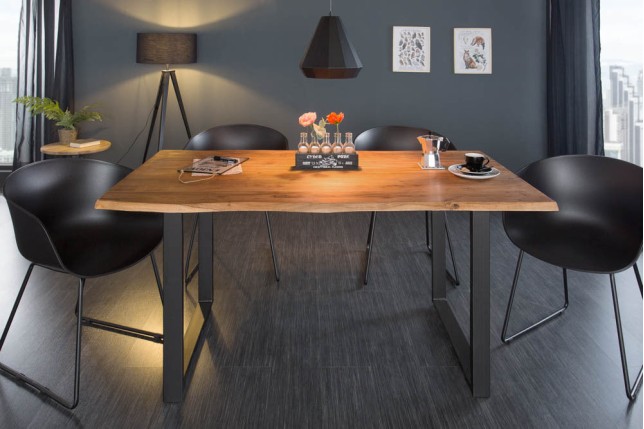 Table à manger MAMMUT 140cm acacia massif et acier