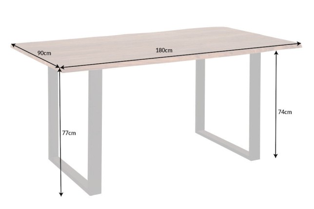 Table à manger MAMMUT 180cm acacia massif bord naturel