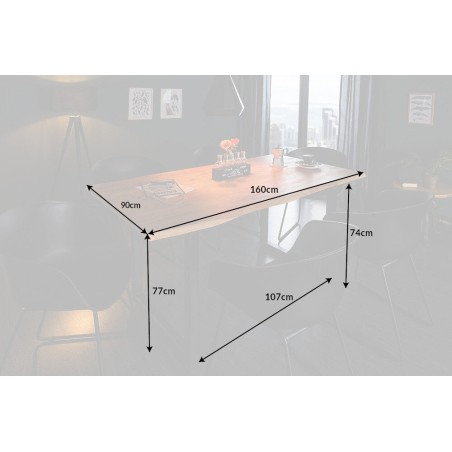 Table à manger MAMMUT 160cm acacia massif bord vivant