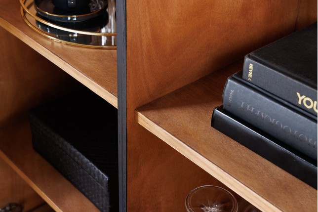 Highboard WAVE 120cm Manguier Massif Noir & Doré