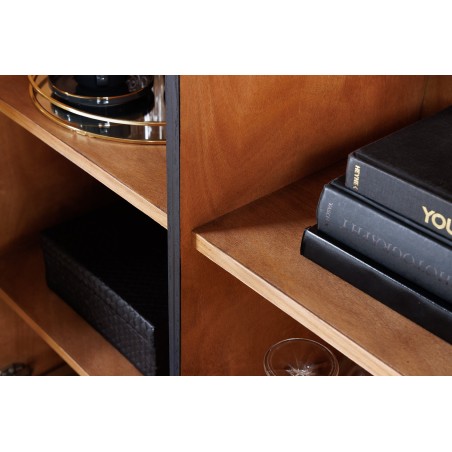 Highboard WAVE 120cm Manguier Massif Noir & Doré