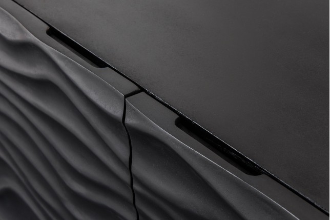 Highboard WAVE 120cm Manguier Massif Noir & Doré