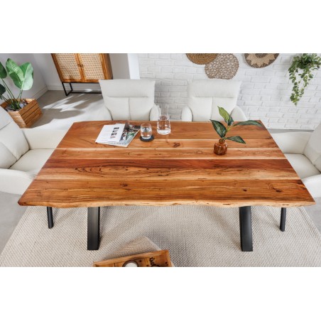 Table à manger MAMMUT 160cm acacia massif pieds X noir