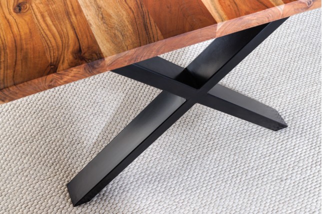 Table à manger MAMMUT 160cm acacia massif pieds X noir
