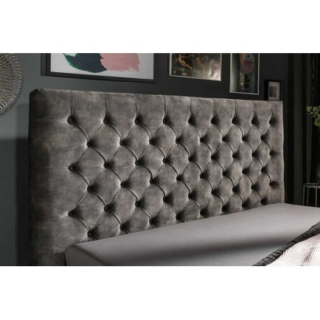 Lit Chesterfield PARIS 160x200 velours gris olive