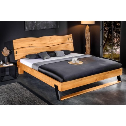 Lit double en bois massif AMAZONAS 180x200cm chêne sauvage naturel à bords naturels 2