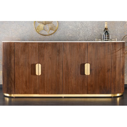 Buffet bas GATSBY 170cm manguier et marbre blanc 2
