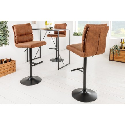 Tabouret de bar COMFORT réglable microfibre brun antique