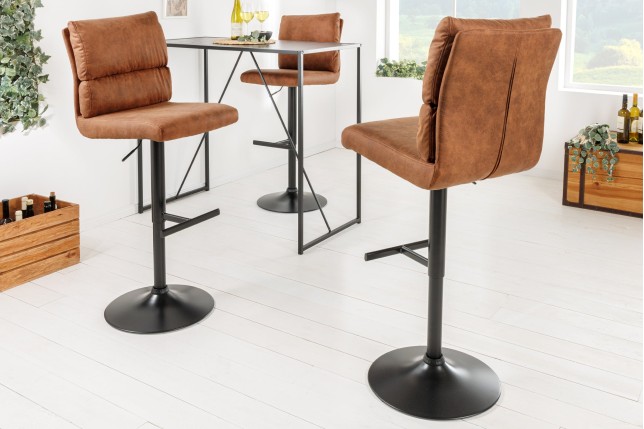 Tabouret de bar COMFORT réglable microfibre brun antique