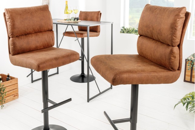 Tabouret de bar COMFORT réglable microfibre brun antique