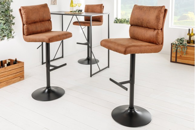 Tabouret de bar COMFORT réglable microfibre brun antique