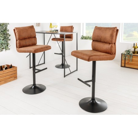 Tabouret de bar COMFORT réglable microfibre brun antique
