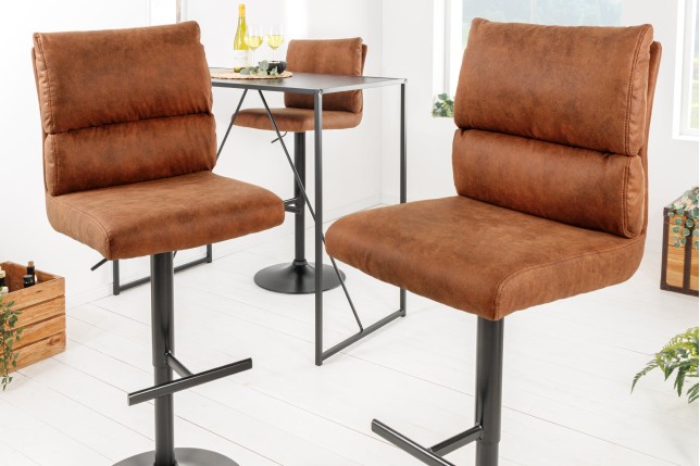 Tabouret de bar COMFORT réglable microfibre brun antique
