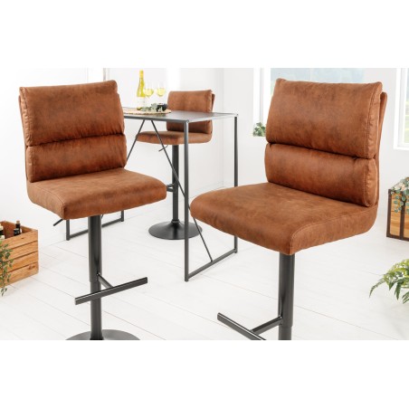Tabouret de bar COMFORT réglable microfibre brun antique