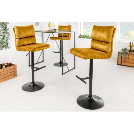 Tabouret de bar COMFORT velours moutarde réglable