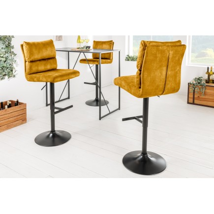 Tabouret de bar COMFORT velours moutarde réglable 2
