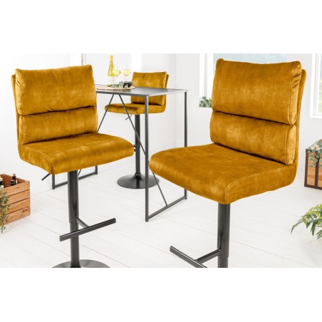 Tabouret de bar COMFORT velours moutarde réglable