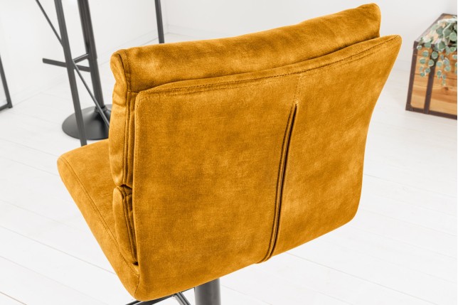 Tabouret de bar COMFORT velours moutarde réglable