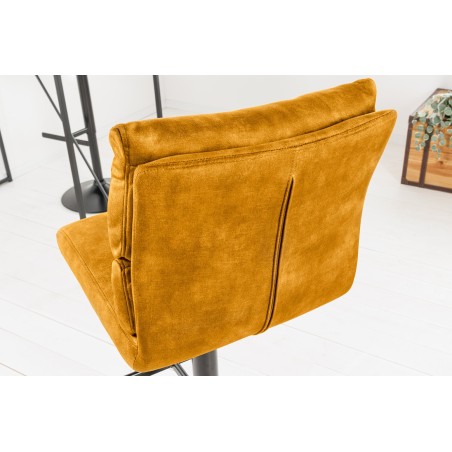 Tabouret de bar COMFORT velours moutarde réglable
