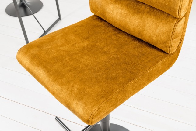 Tabouret de bar COMFORT velours moutarde réglable
