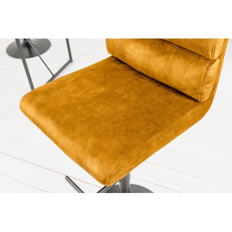 Tabouret de bar COMFORT velours moutarde réglable