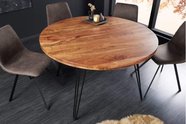 Table à manger SCORPION ronde acacia massif Ø120cm