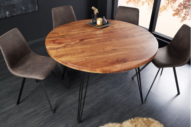 Table à manger SCORPION ronde acacia massif Ø120cm