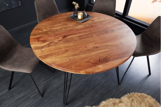 Table à manger SCORPION ronde acacia massif Ø120cm