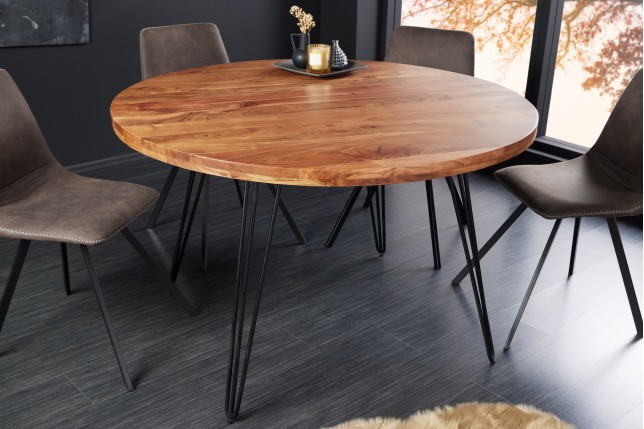 Table à manger SCORPION ronde acacia massif Ø120cm