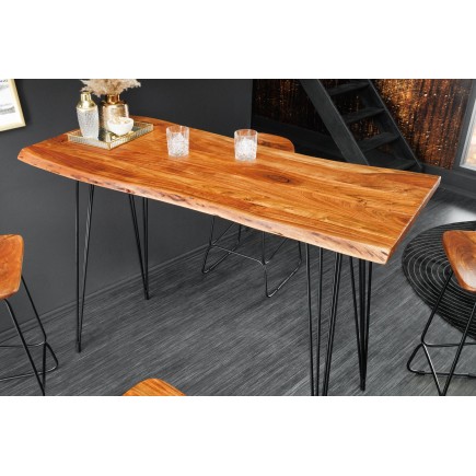 Table de Bar MAMMUT 140cm Acacia Massif & Métal Noir