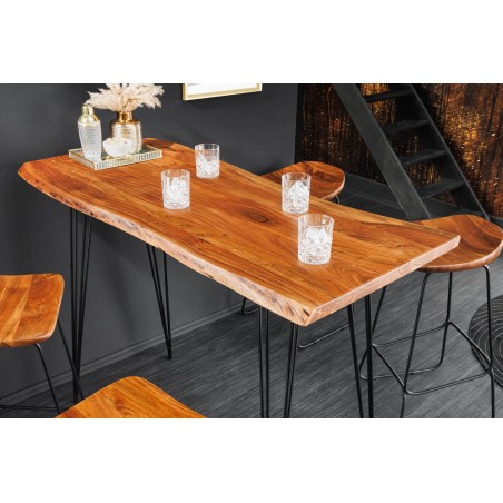 Table de Bar MAMMUT 140cm Acacia Massif & Métal Noir