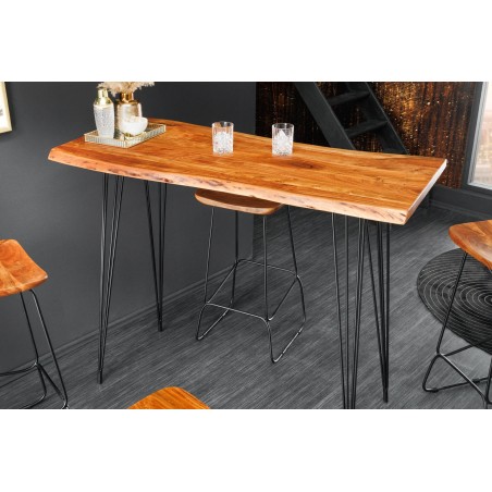 Table de Bar MAMMUT 140cm Acacia Massif & Métal Noir