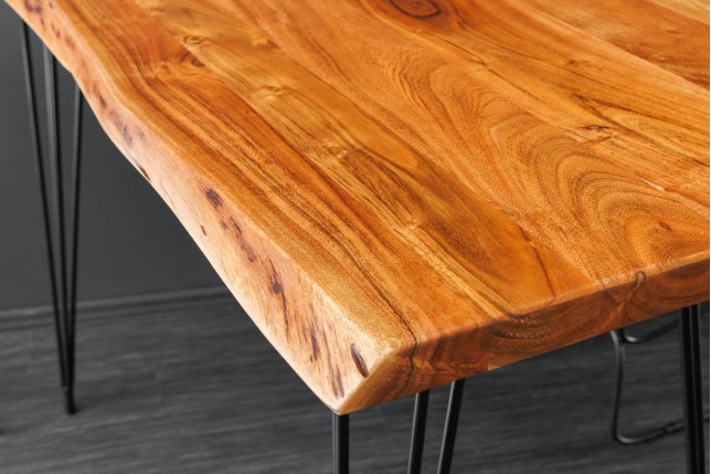 Table de Bar MAMMUT 140cm Acacia Massif & Métal Noir