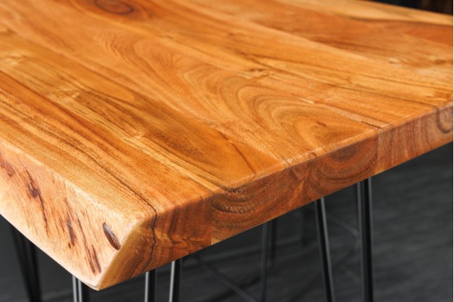 Table de Bar MAMMUT 140cm Acacia Massif & Métal Noir