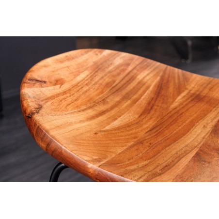 Tabouret de bar MAMMUT 85cm acacia massif et métal noir