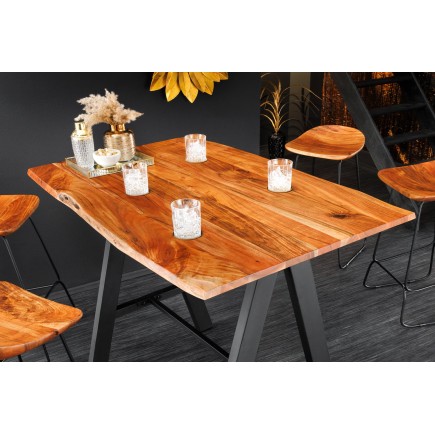 Table de Bar MAMMUT 120cm Acacia Massif & Métal Noir 2