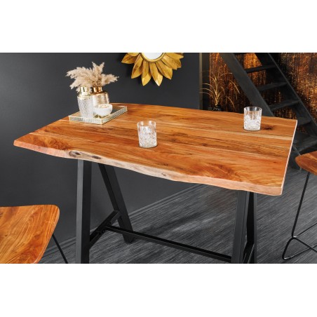 Table de Bar MAMMUT 120cm Acacia Massif & Métal Noir