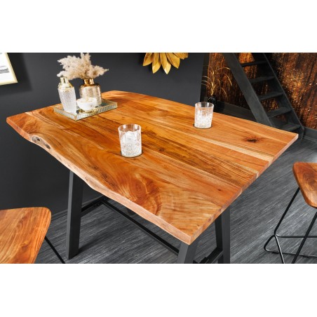 Table de Bar MAMMUT 120cm Acacia Massif & Métal Noir