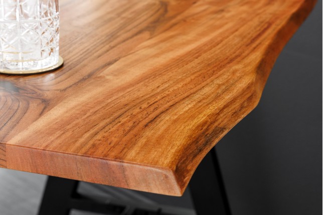 Table de Bar MAMMUT 120cm Acacia Massif & Métal Noir