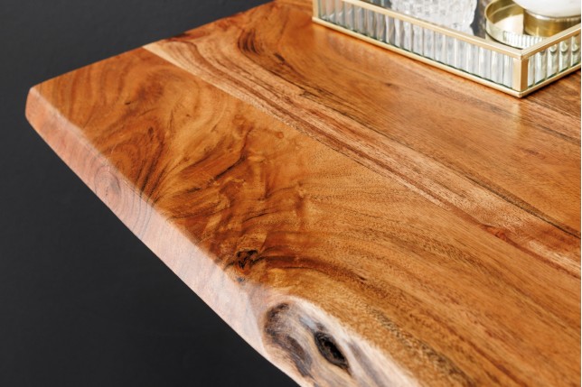 Table de Bar MAMMUT 120cm Acacia Massif & Métal Noir