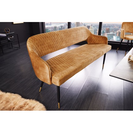 Banc Paris 160cm Velours Jaune Moutarde